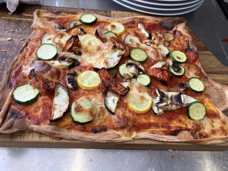 Mmm pizza! This veg was harvested less than an hour before eating.